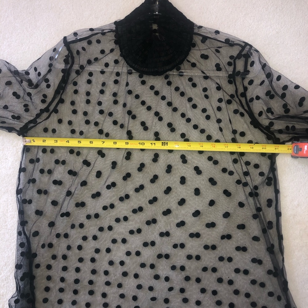Swiss Dot Sheer Long Sleeve Black Top Whimsigoth Fairy Witchy Victorian Sz M/L - Picture 5 of 6